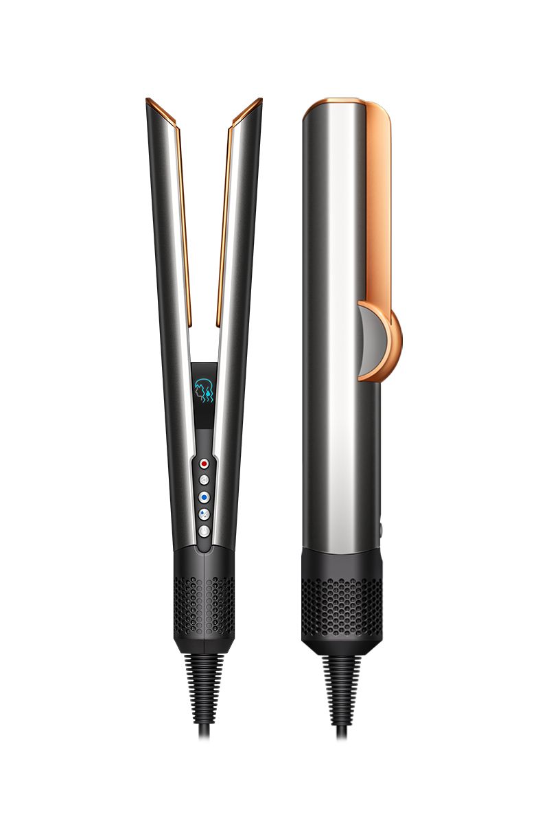 Dyson Airstrait straightener Rich Copper/Bright Nickel, International VersionHair CareWet to dry straightening, with air. No hot plates. No extreme heat. Powerful, directional airflow smooths and aligns hair. Straightens from wet to dry, simplifying your