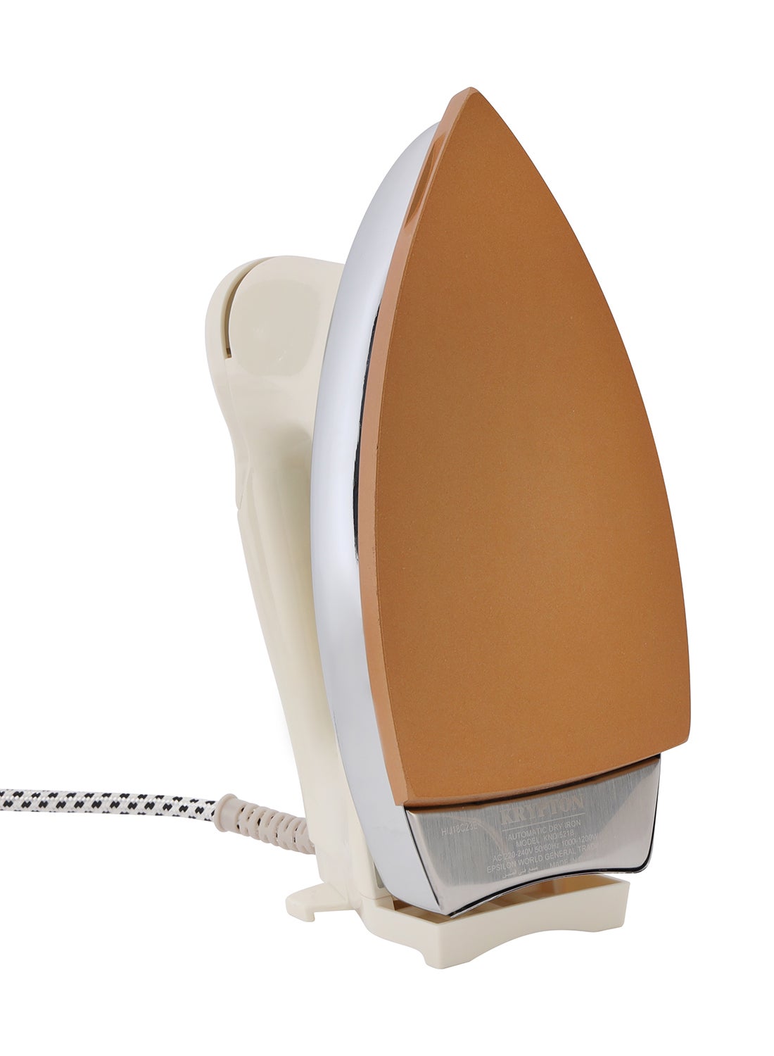 Krypton Automatic Dry Iron 1200 W KNDI5218 - White /GoldenHome AppliancesNewly designed iron ensures effortless ironing and helps easily remove stubborn wrinkles and creases. 60-micron Teflon coating that offers smooth and non-stick ironing results on any
