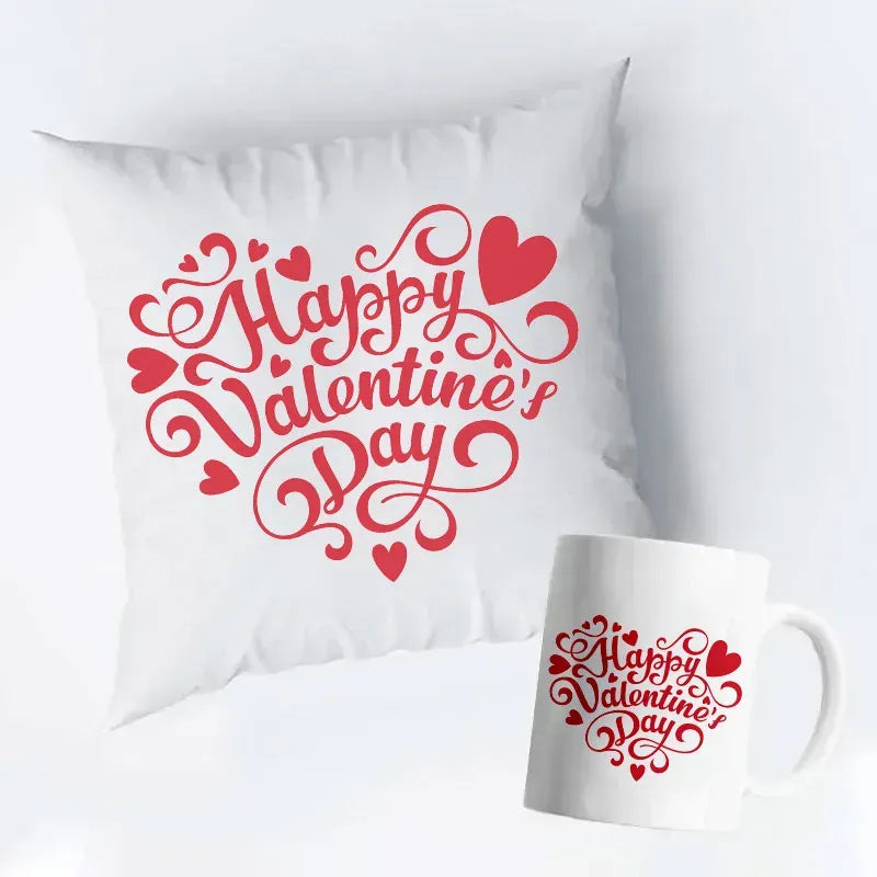 Happy Valentine’s Day cushion and mug combo gift set