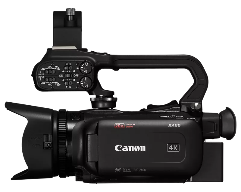 Canon XA60 Professional UHD 4K Camcorder with LCD Touchscreen and 20x Optical Zoom Lens - BlackCamerasOption to view the date and time in the on-screen display (OSD) while recording; white balance can be changed while recording. 1/2.3" CMOS Sensor, DIG!C