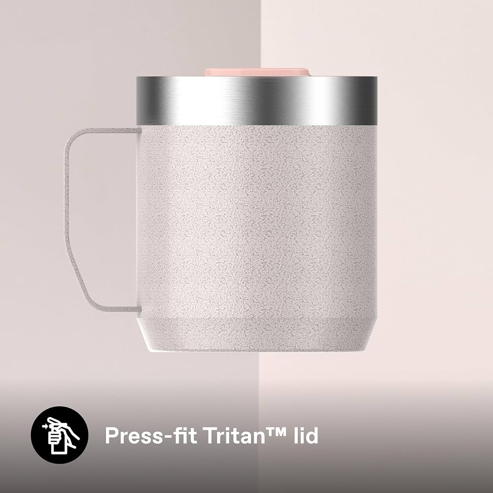 Stanley Classic Legendary Camp Mug 0.35L Rose Quartz | Insulated Stainless Steel Travel Mug | 1.5 Hrs Hot, 3 Hrs Cold | Dishwasher Safe | BPA-Free