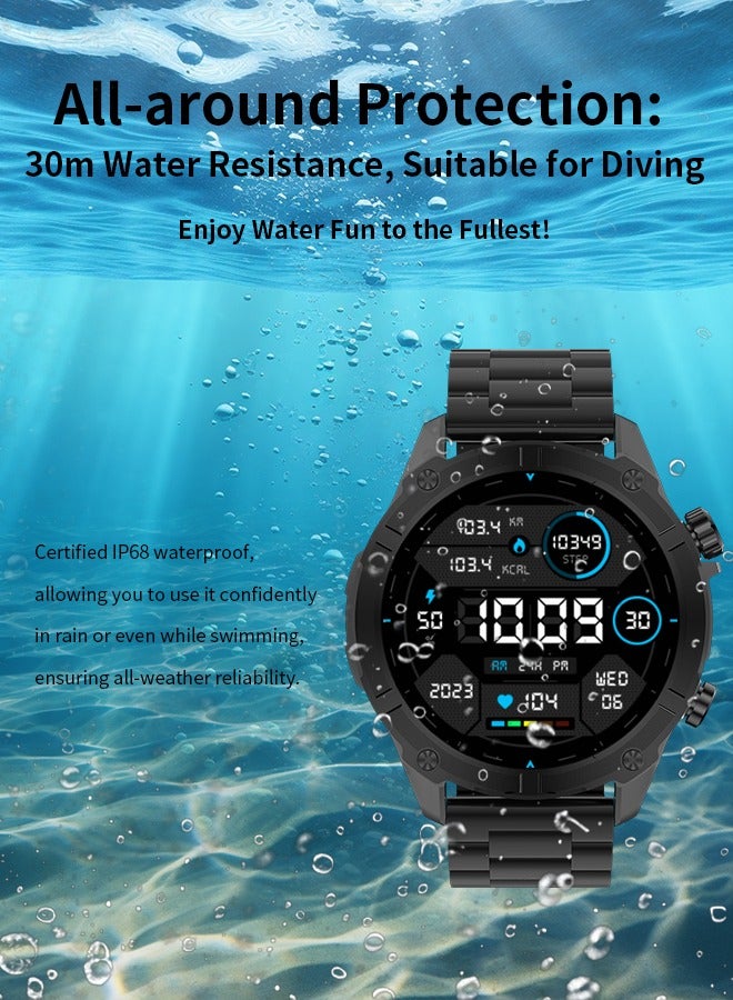 WAPIK Y7 Smartwatch for Men – 1.43" AMOLED Display, Bluetooth Calling, Heart Rate & Sleep Monitoring, GPS, 30M Waterproof, 320mAh Battery, Black UAE