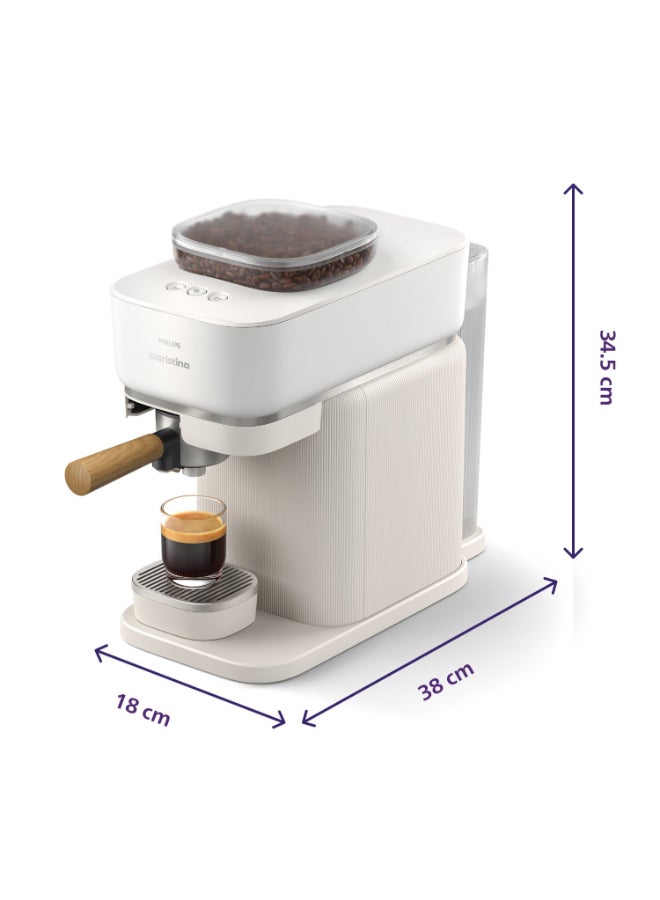 Philips Baristina Semi-Automatic Espresso Maker + Milk Frother Bundle – White