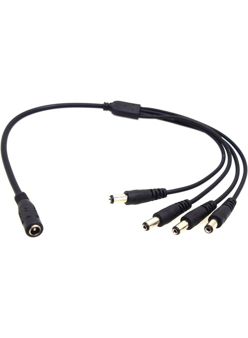 DC Power Splitter Cable 1 Female to 4 Male 5.5mm x 2.1mm DC Power Extension Adapter Cable for CCTV Surveillance Cameras Surveillance Routers DVR Monitor Electricity