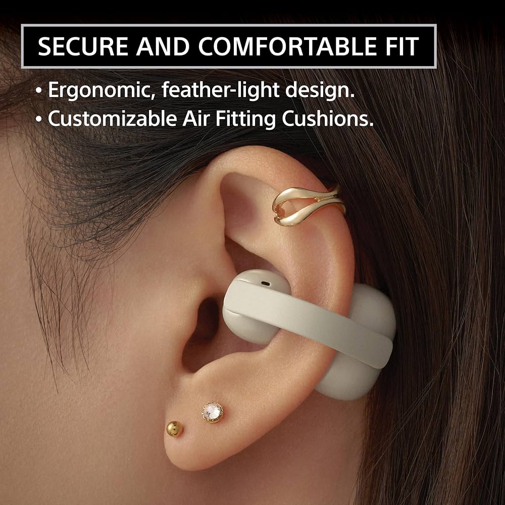 Sony LinkBuds Clip Open-Ear True Wireless Earbuds, Lightweight Clip-On Design, Bluetooth, Ambient Sound, Touch Controls, Up to 37 Hours Battery, IPX4, Black - UAE Version