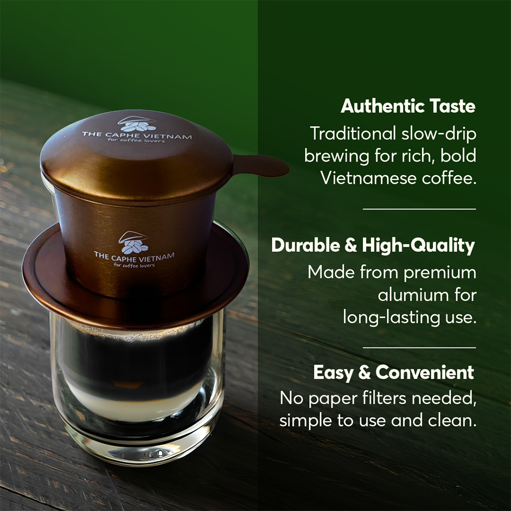 The Caphe Vietnam Coffee Phin Filter - Made with Aluminium |Rose Gold Vietnamese Phin Filter | Drip Coffee Maker | Reusable Filters | Reusable Filters