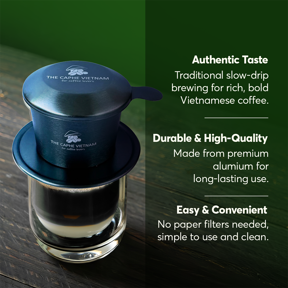 The Caphe Vietnam Coffee Phin Filter - Made with Aluminium |Dark Grey Vietnamese Phin Filter | Drip Coffee Maker | Reusable Filters