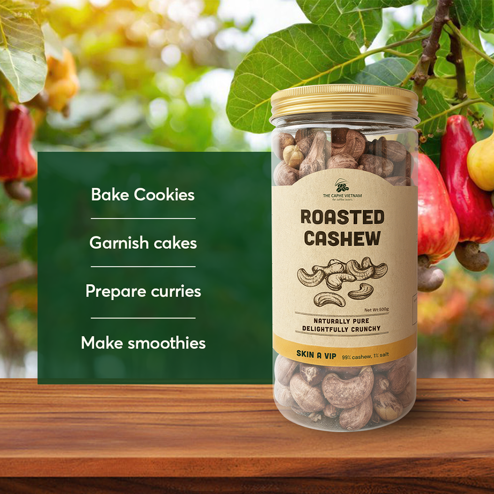 The Caphe Vietnam Coffee & Cashew Gift Set 500g + 500g | Specialty Arabica Whole Bean | Wood Fire Roasted Cashew, Salted Skin-On | Premium Snack & Gift Combo