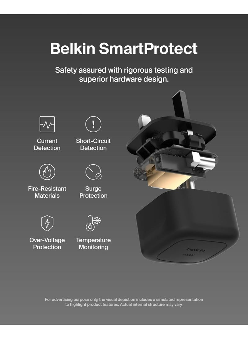 Belkin Compact Wall Charger 45W USB-C Power Delivery – Black