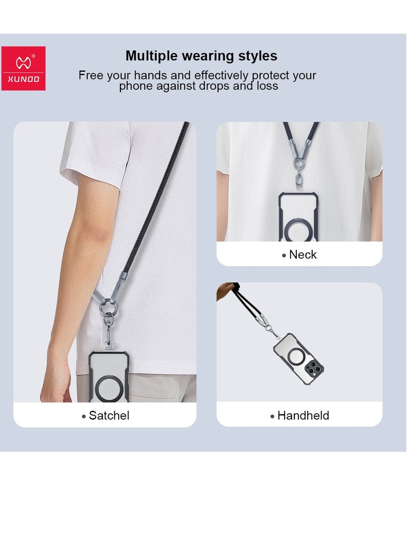 XUNDD Crossbody Lanyard with Builtin Cable (USBC to USBC) 240W Charging Cable Body Neck Lanyard for Compatible with iPhone 16 Pro Max Samsung S25 Ultra iPhone 15 Pro Max etc. (1.2M) (Black)Mobile Accessories240W USB-C to USB-C Charging Cable: Features a h