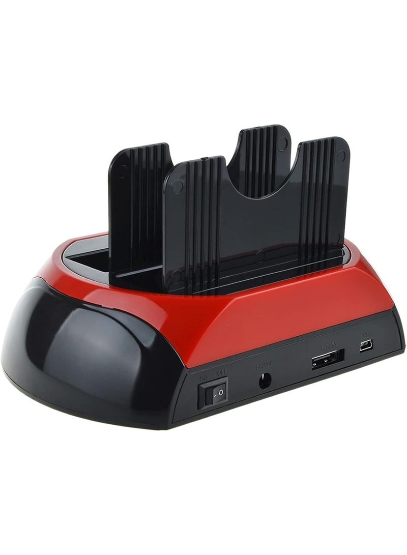 Hard Drive Docking Station USB 2.0 to 2.5 3.5 Inch SATA IDE Dual Slots External HDD SSD Enclosure with Card Reader and USB Hub