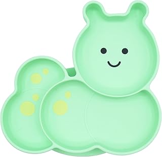 Melli Silicone Divided Plate - Caterpillar  Mint