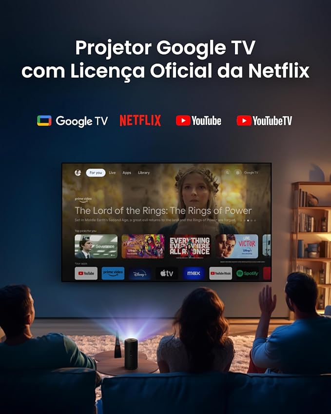 Smart Google TV projector with Netflix built-in compact design
