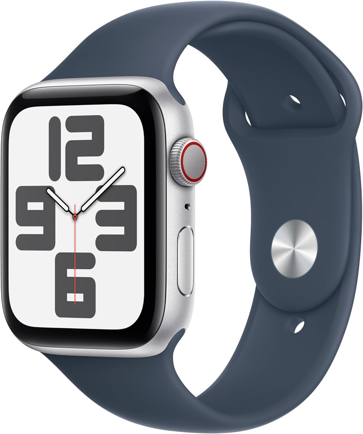 Apple Watch SE Silver Aluminum Case with Storm Blue Sport Band