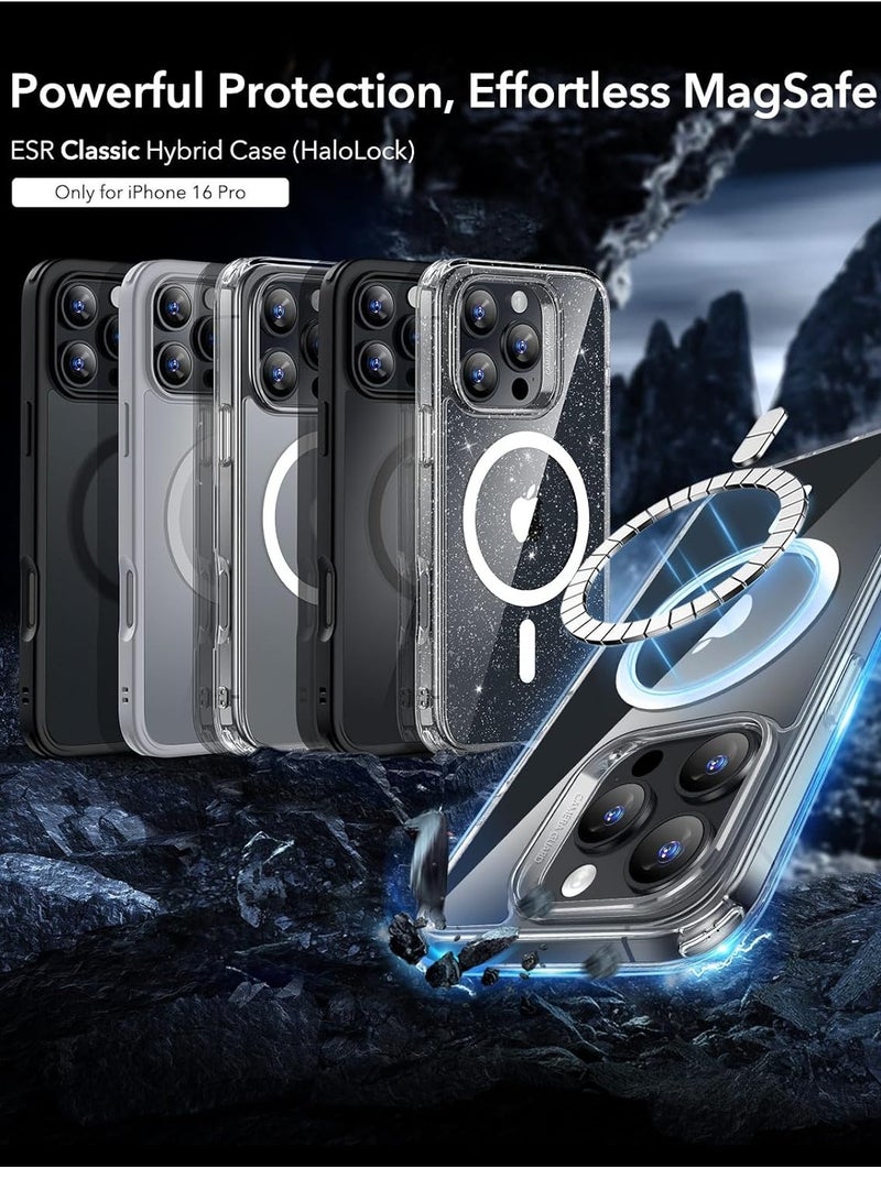 iPhone 16 Pro Case, Compatible with MagSafe, Shockproof Military-Grade Protection, Magnetic Phone Case for iPhone 16 Pro, Classic Hybrid Case (HaloLock), Clear