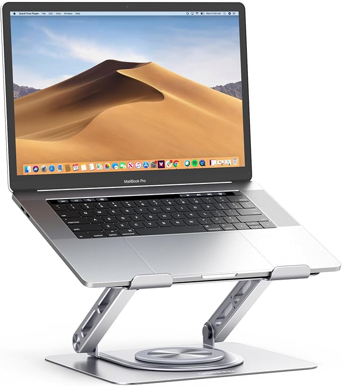 UGREEN 360° Rotating Adjustable Laptop Stand for Desk – Foldable Aluminum Laptop Riser, Ergonomic Height & Angle Adjustable Stand for 13–17.3" Laptops
