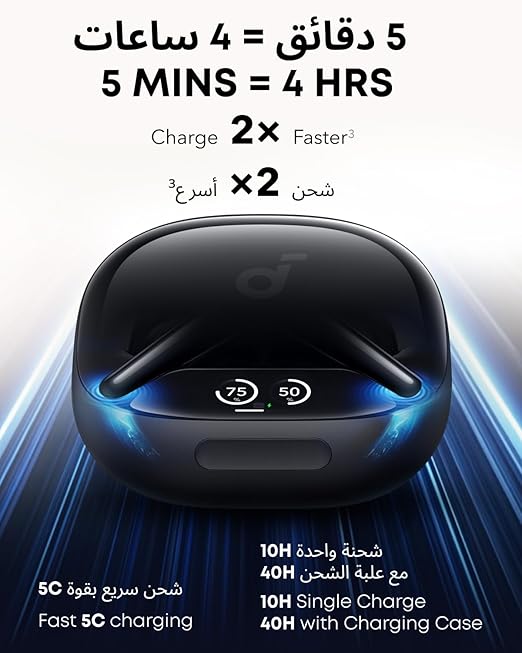Soundcore Liberty 4 Pro by Anker – 7-Sensor ANC, Dual Driver, LDAC, 40H, Smart Case Display, IPX5