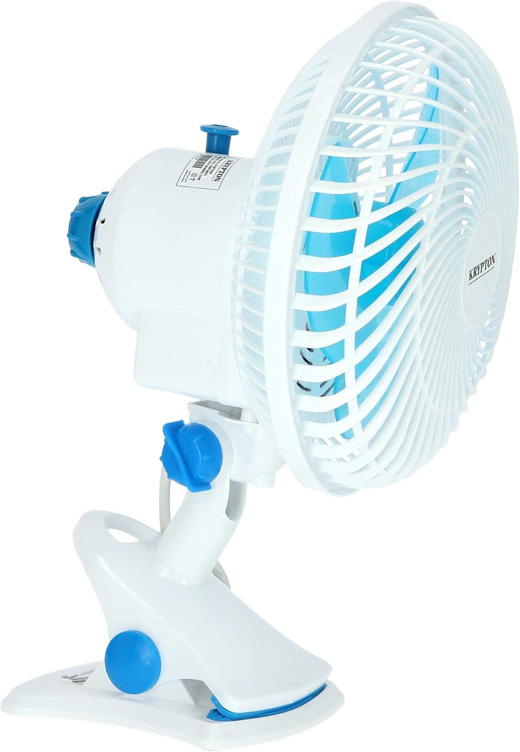 Krypton Table Fan, 8 Inch - Blue/WhiteHome EnvironmentClip Desk FanThe Clip Desk Fan is a corded electric desk fan that has 160-degree rotation and 2-speed modes. It is designed to be used as a desktop fan but can also be used as a floor or wall-mounted p