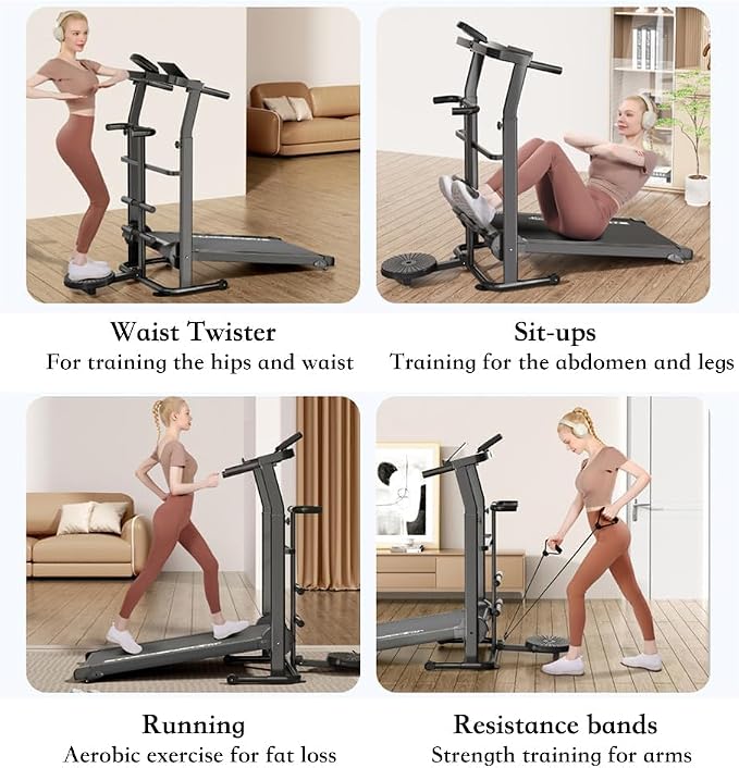 Mozogot Manual Treadmill Foldable Walking Pad | Non-Electric Twin Flywheel Jogging Machine