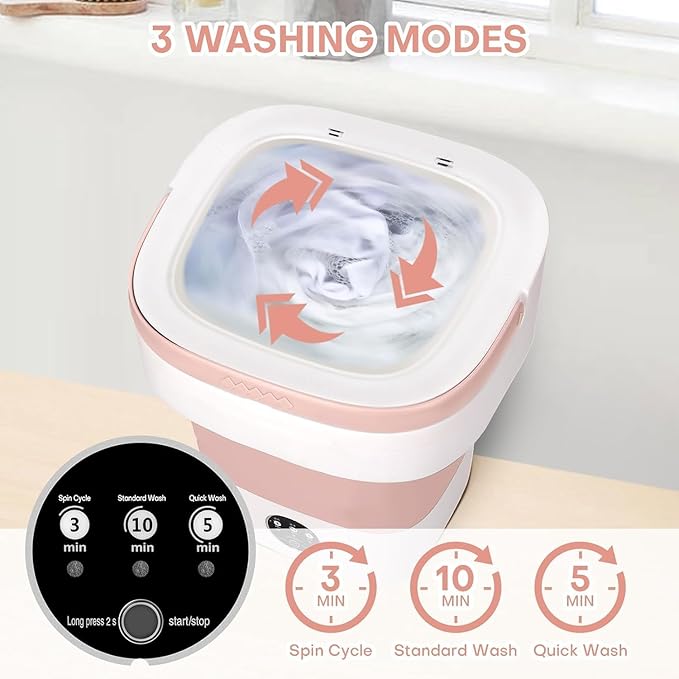Portable Washing Machine 13L with Spin Dryer – Mini Washer for Baby Clothes, Socks, Underwear & Travel Use