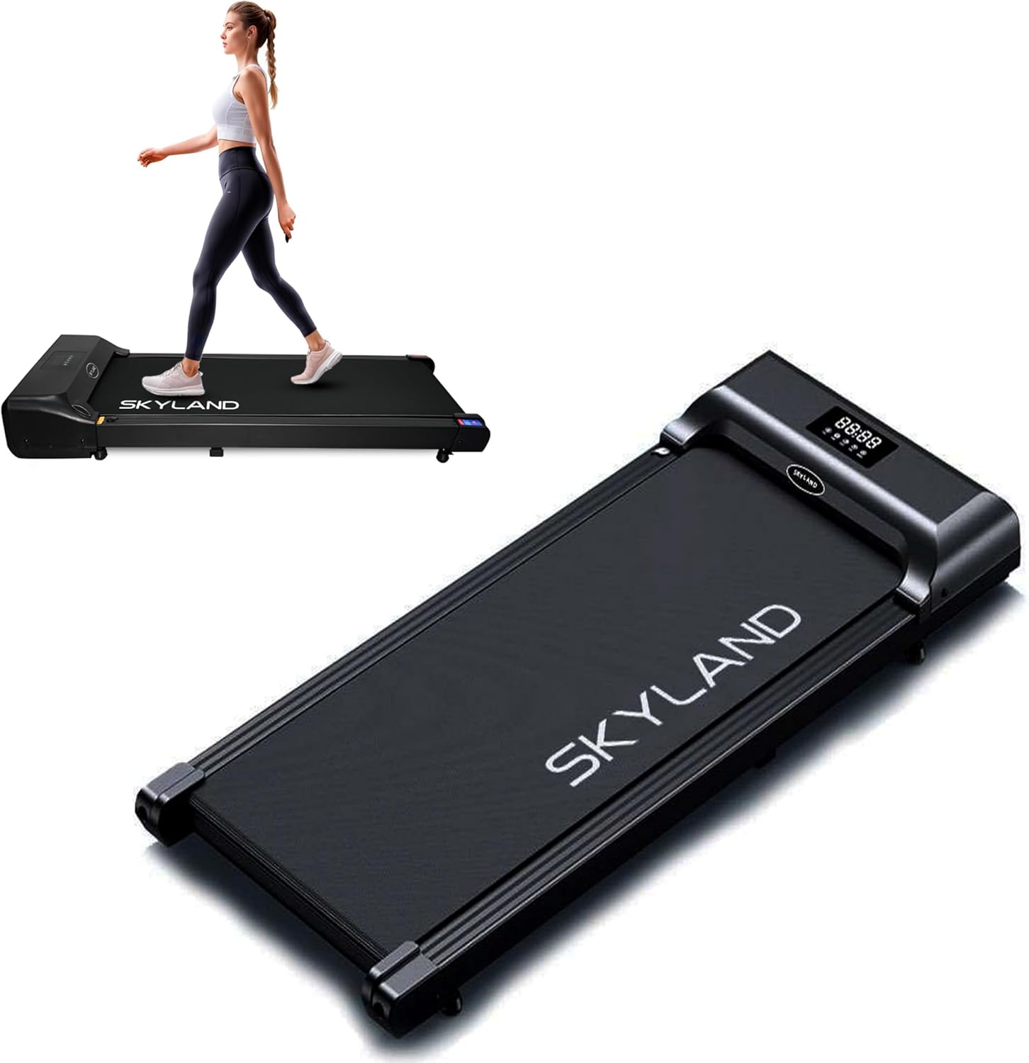 SKY LAND Compact Walking Pad Treadmills for Home & Office | Ultra Slim, Portable, Bluetooth, Remote Control, LED Display, Quiet Running MachinesEquipmentsMake movement effortless and engaging with the SKY LAND Compact Walking Pad Treadmill, a stylish and