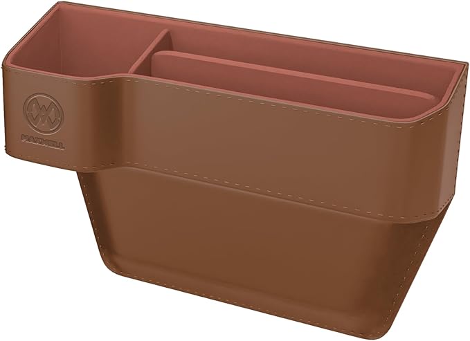 Maxwell Drive Vault Car Seat Gap Seam Storage Box Cup Holder Additional Storage for Your Devices Like Mobile Phone Tablets Eyeglasses Wallet Money Coins Notebook Pen Organizer Keys Organizer (Brown)Car AccessoriesMaximizes Car Storage Space: Designed to f