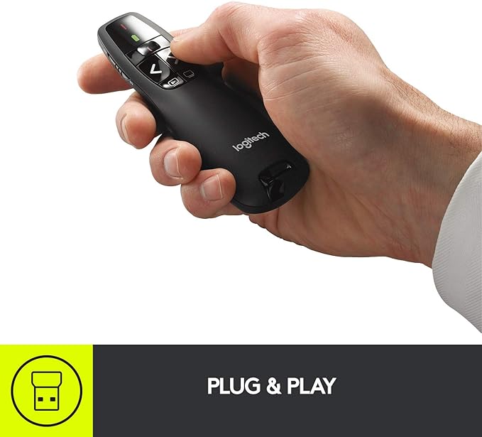 Logitech Wireless Presenter R400 – Wireless Presentation Remote with Laser Pointer, 2.4 GHz, Black