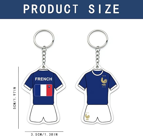 Double sided soccer jersey keyring football fan merchandise 