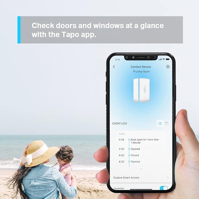 TP-Link Tapo T110 Contact Sensor – 2-Year Battery, Smart Actions, Doors Windows Cabinets, White