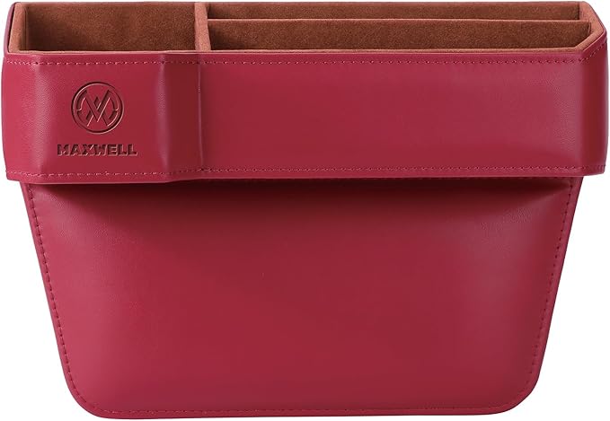 Maxwell Drive Vault Car Seat Gap Seam Storage Box Cup Holder Additional Storage for Your Devices Like Mobile Phone Tablets Eyeglasses Wallet Money Coins Notebook Pen Organizer Keys Organizer (Red)Car AccessoriesMaximizes Car Storage Space: Designed to fit
