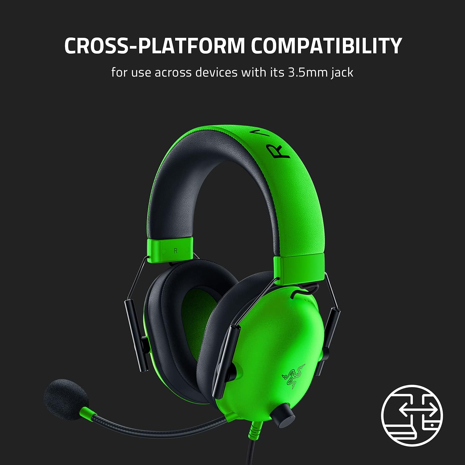 Razer Blackshark V2 X Green Gaming HeadsetGaming Headsets🎮 Multi-Platform Compatibility: Seamlessly connects via 3.5mm jack to PC, Mac, Xbox, PlayStation, Nintendo Switch, and mobile devices. 🔊 Razer TriForce 50mm Drivers: Delivers rich trebles, clear m