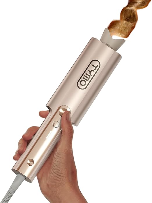 TYMO CurlPro Plus Automatic Rotating Curling Iron – 32mm Long Barrel, Ceramic, Anti-Scald, Dual Voltage, Gold