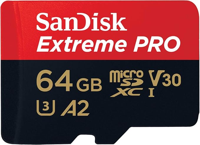 SanDisk Extreme PRO microSDXC UHS-I Memory Card - 64GBComputer & Laptop AccessoriesExperience blazing-fast performance with the SanDisk Extreme PRO microSDXC UHS-I 64GB memory card, designed for seamless 4K UHD video recording, Full HD capture, and high-r