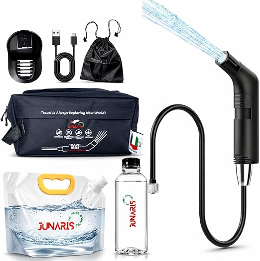 Almusafir Portable Travel Bidet Shattaf – 3.5L Foldable Bag, High Pressure, Rechargeable - Black