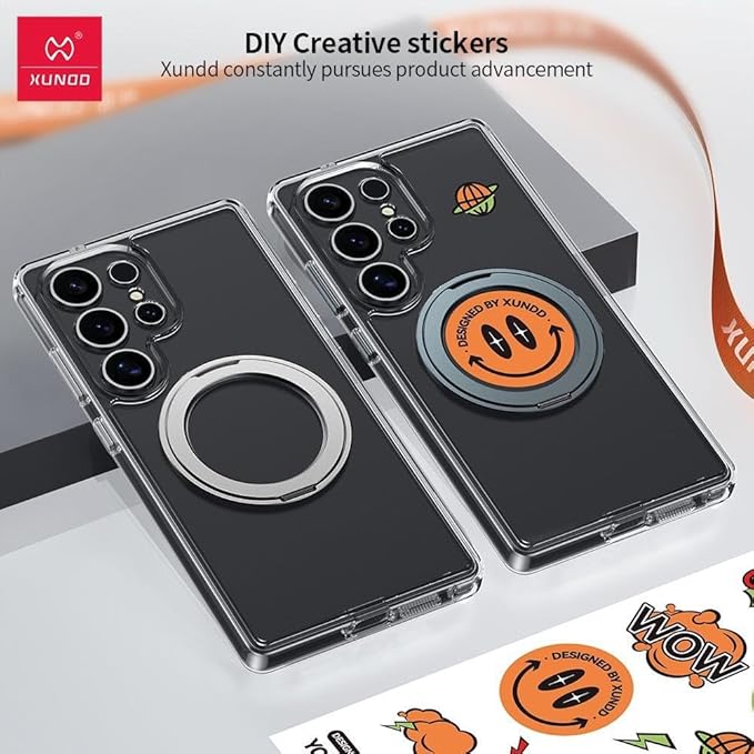 XUNDD Hard Case Compatible with Samsung S25 Ultra Zero Sense Series with Magnetic Ring Stand Lense Protection Antiimpact AntiScratch Non Yellowing Slim Fit Accurate Cutouts (Silver)Mobile AccessoriesBrand Xundd Compatible phone models samsung s25 ultra Co