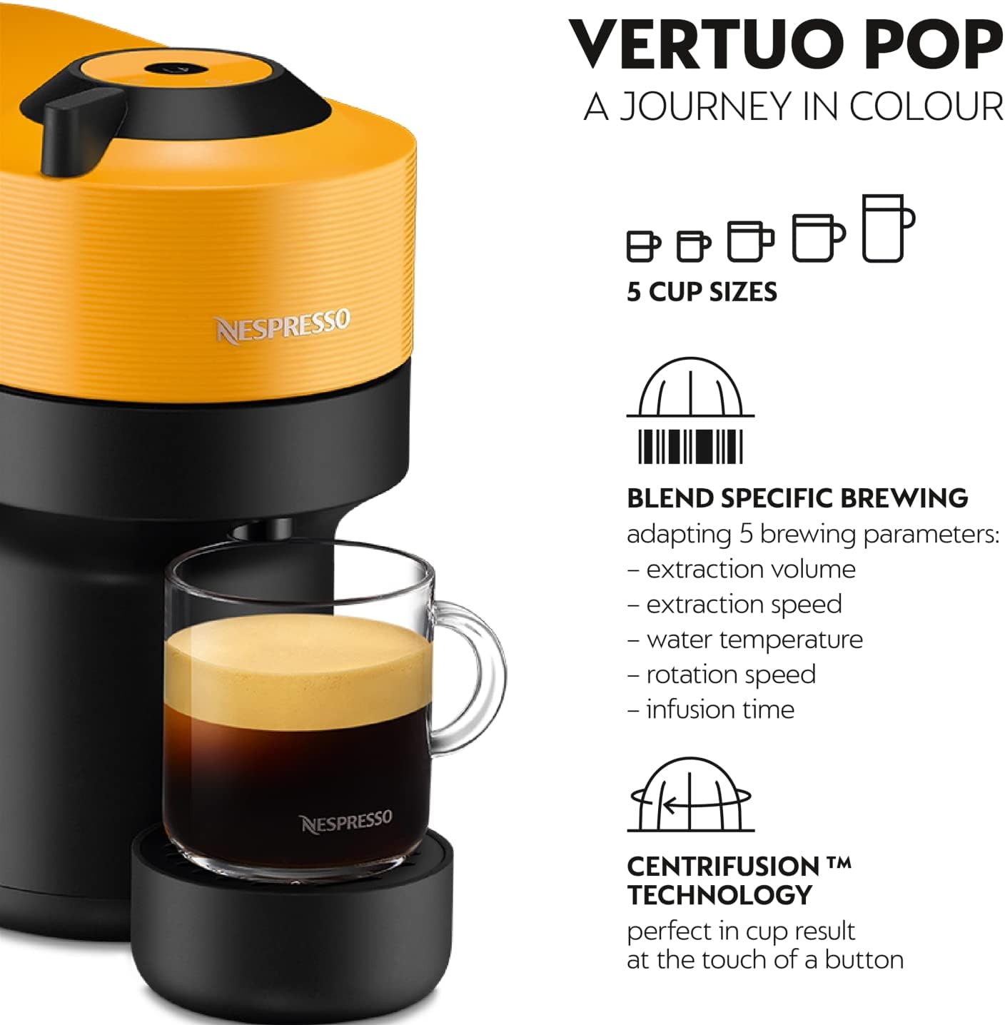 NESPRESSO Vertuo Pop Yellow Coffee Machine - UAE Version