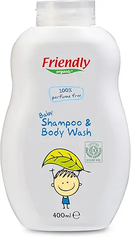 Friendly Organic 400ml Perfume Free Baby Shampoo & Body Wash, Clear