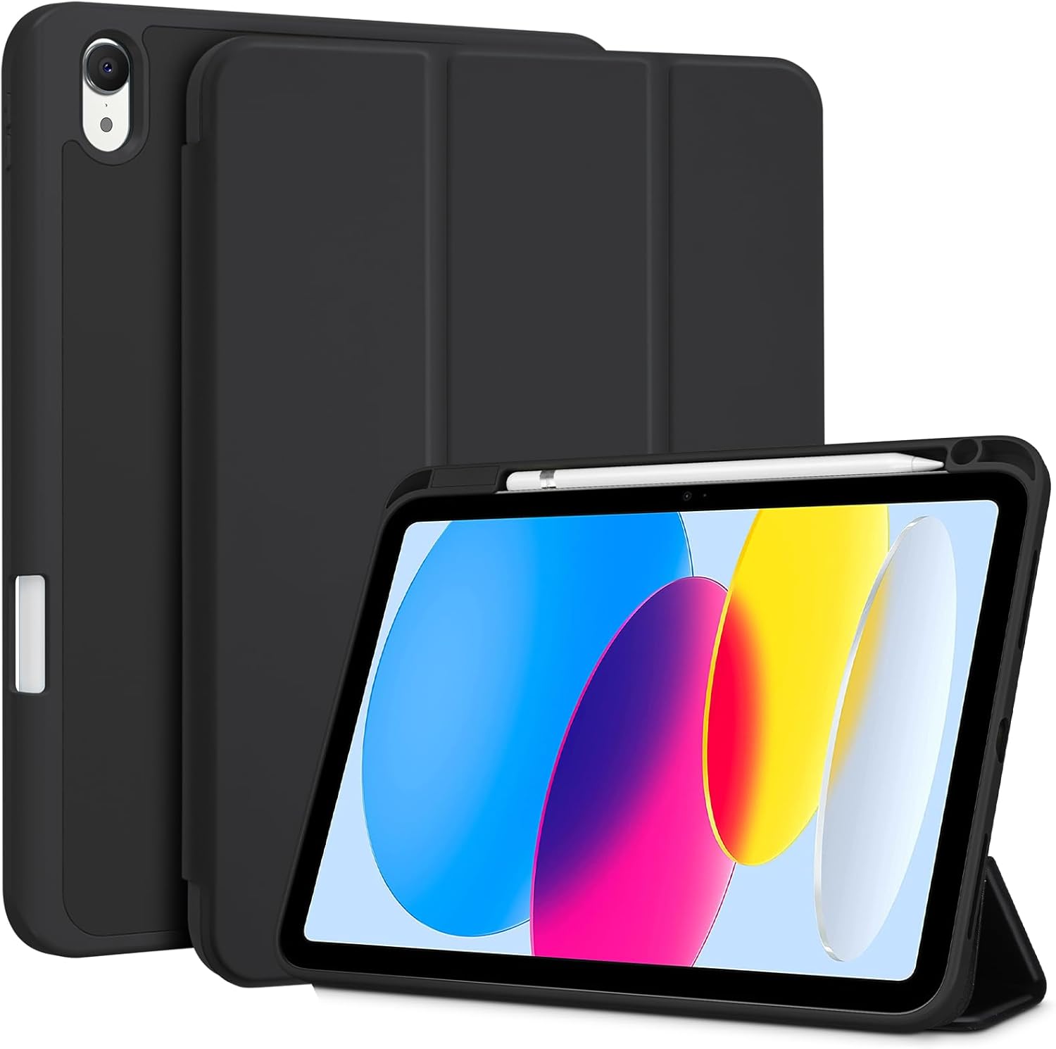 ProCase for iPad (A16) 11th Generation 11 Inch 2025/ iPad 10th Generation 10.9 Inch 2022 Case with Pencil Holder, Hybrid Cover with Soft TPU Back, Supports Touch ID, Auto Wake/Sleep -BlackTablet AccessoriesCustom Fit for iPad (11″, 2025 & 10.9″, 2022) – D