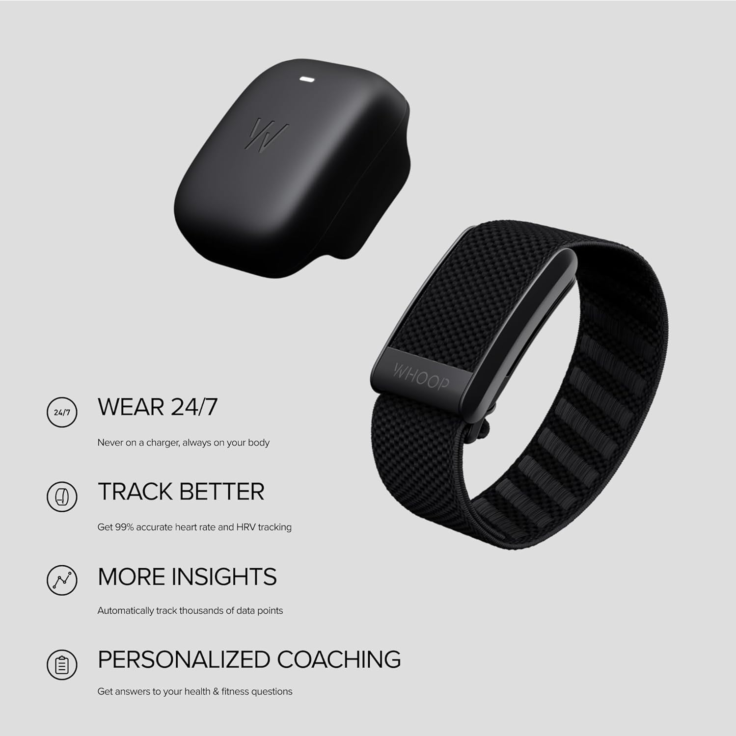 WHOOP 4.0 With 12 Month Subscription – Wearable Health, Fitness & Activity Tracker – Continuous Monitoring, Performance Optimization, Heart Rate Tracking – Improve Sleep, Strain, Recovery, WellnessWearablesEVERYTHING YOU NEED IS INCLUDED: Purchase include