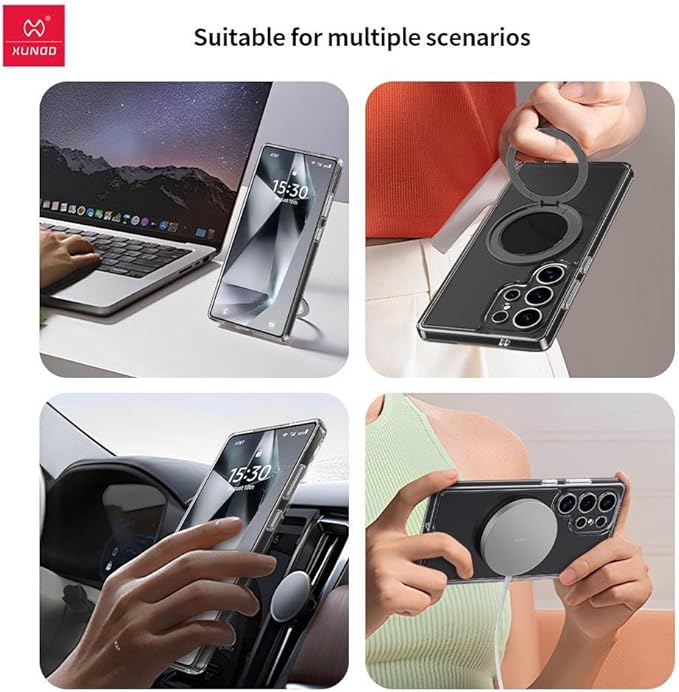 XUNDD Hard Case Compatible with Samsung S25 Ultra Zero Sense Series with Magnetic Ring Stand Lense Protection Antiimpact AntiScratch Non Yellowing Slim Fit Accurate Cutouts (Grey)Mobile AccessoriesBrand Xundd Compatible phone models Samsung S25 Ultra Colo