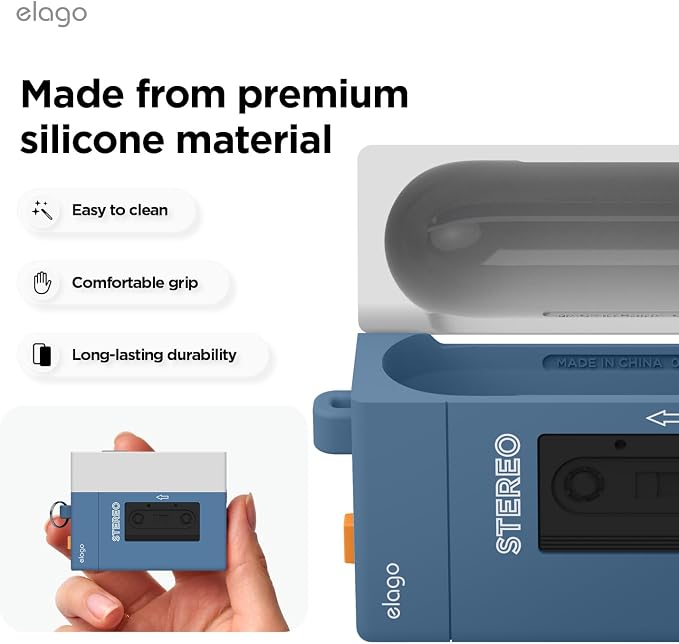 elago Cassette Player Hang Case for AirPods Pro 3 (2025) – Blue