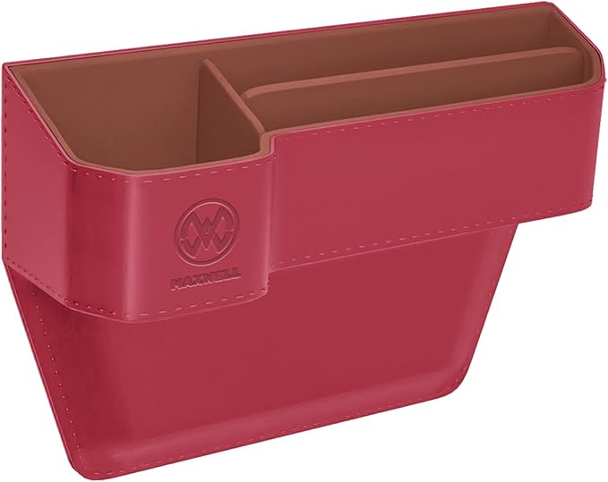 Maxwell Drive Vault Car Seat Gap Seam Storage Box Cup Holder Additional Storage for Your Devices Like Mobile Phone Tablets Eyeglasses Wallet Money Coins Notebook Pen Organizer Keys Organizer (Red)Car AccessoriesMaximizes Car Storage Space: Designed to fit