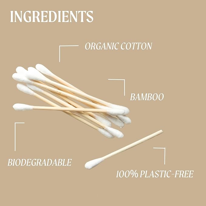 UpCircle Bamboo Cotton Buds 200 – Organic Cotton, Biodegradable, Plastic-Free, B Corp, Vegan