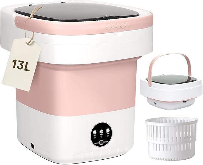 Portable Washing Machine 13L with Spin Dryer – Mini Washer for Baby Clothes, Socks, Underwear & Travel Use