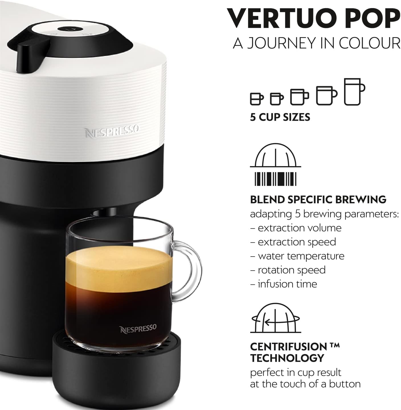 NESPRESSO Vertuo Pop White Coffee Machine - UAE Version