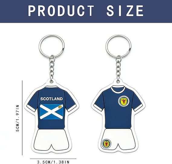 World Cup Football 2026 Scotland Keyring – Double-Sided Scotland Soccer Jersey Keychain for Football Fans & World Cup