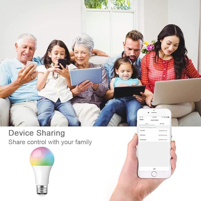 SKY-TOUCH 2-Pack Smart Colour LED Bulb E27 – 10W RGB, Wi-Fi + Bluetooth, Alexa Google, 2700K–6500K