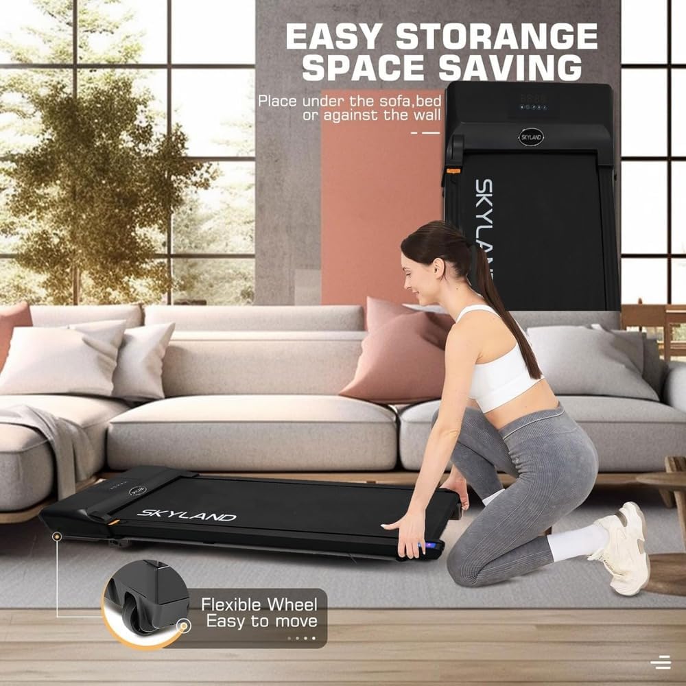 SKY LAND Compact Walking Pad Treadmills for Home & Office | Ultra Slim, Portable, Bluetooth, Remote Control, LED Display, Quiet Running MachinesEquipmentsMake movement effortless and engaging with the SKY LAND Compact Walking Pad Treadmill, a stylish and