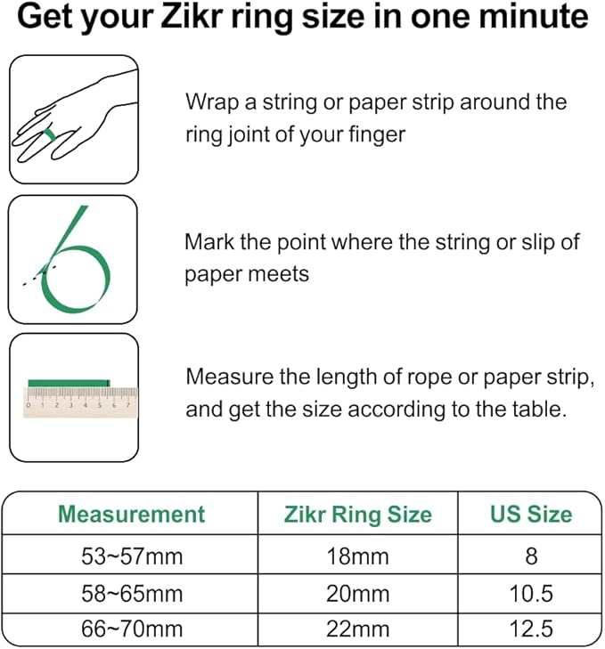 iQIBLA Smart Tasbih Zikr Ring - Muslim Prayer - Prayer timing reminder - OLED display - Tasbih Counter - Smart Ring - Wearable Technology - Waterproof Black 22mm - E0120BK - 20mm- USB