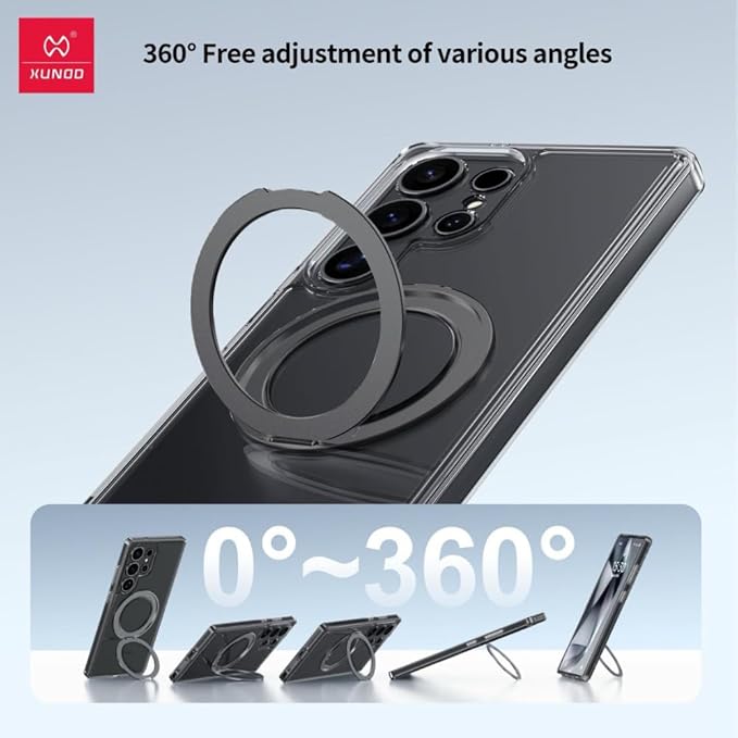 XUNDD Hard Case Compatible with Samsung S25 Ultra Zero Sense Series with Magnetic Ring Stand Lense Protection Antiimpact AntiScratch Non Yellowing Slim Fit Accurate Cutouts (Grey)Mobile AccessoriesBrand Xundd Compatible phone models Samsung S25 Ultra Colo
